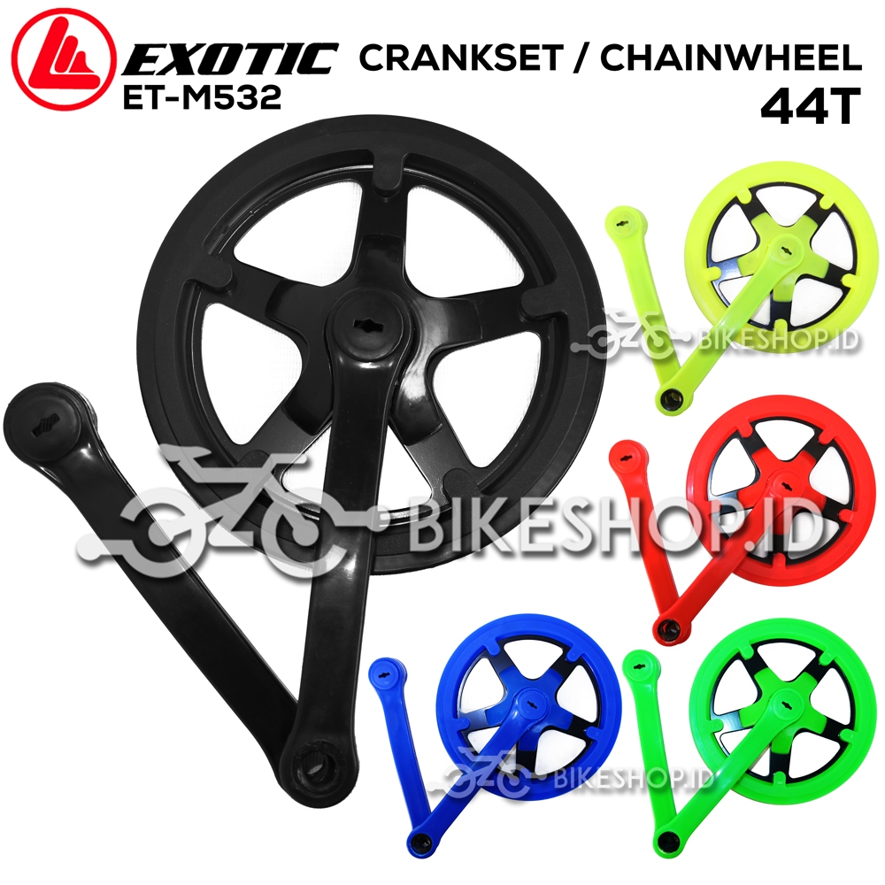 Gir Gear Crank Sepeda 44T Single 1 Susun 170mm Lipat Minion MTB Fixie Warna As Kotak Exotic ET-M532 