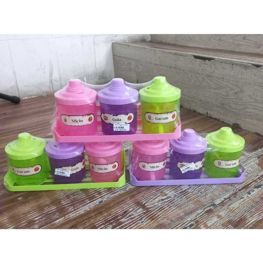 Tempat Bumbu Helios RP004 NP | Tempat Penyimpanan Garam, Gula, Micin 3 Sekat