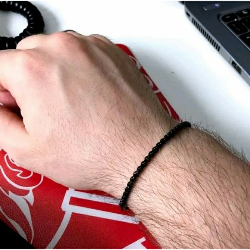 Gelang Hitam Rolo Keren Pria Wanita