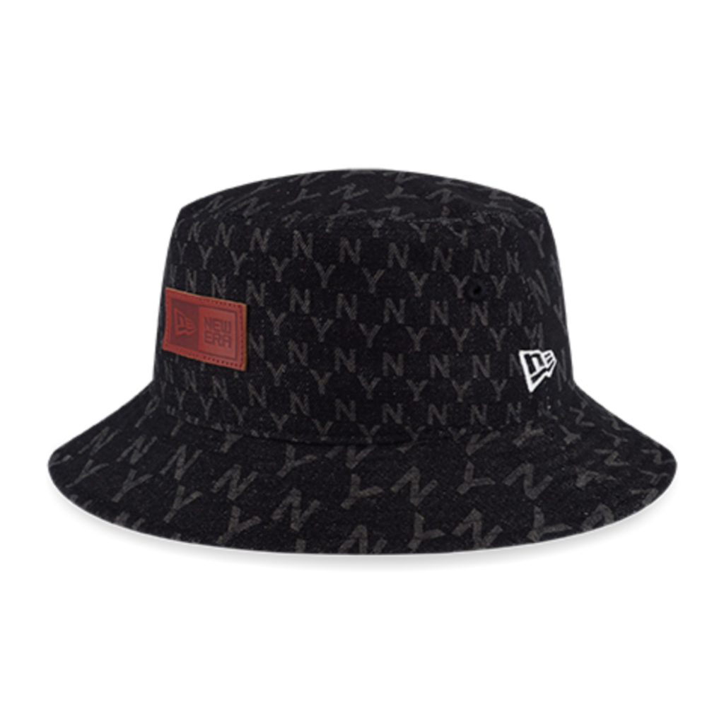 Bucket Hat New Era Cap Black Denim Monogram Original
