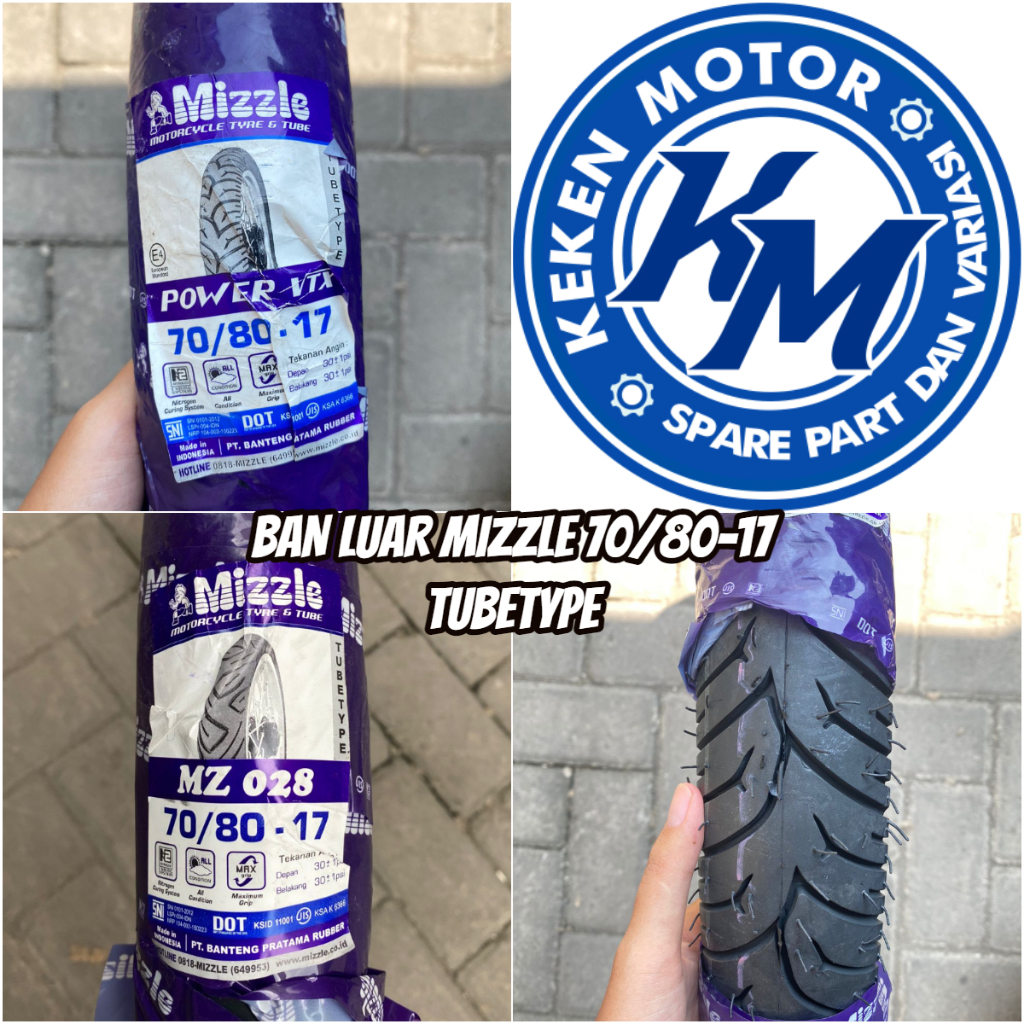 BAN LUAR MIZZLE 70/80 -17 TUBETYPE / NON TUBLESS || BAN LUAR BEBEK MATIC RING 17 MIZZLE 70/80-17 NON