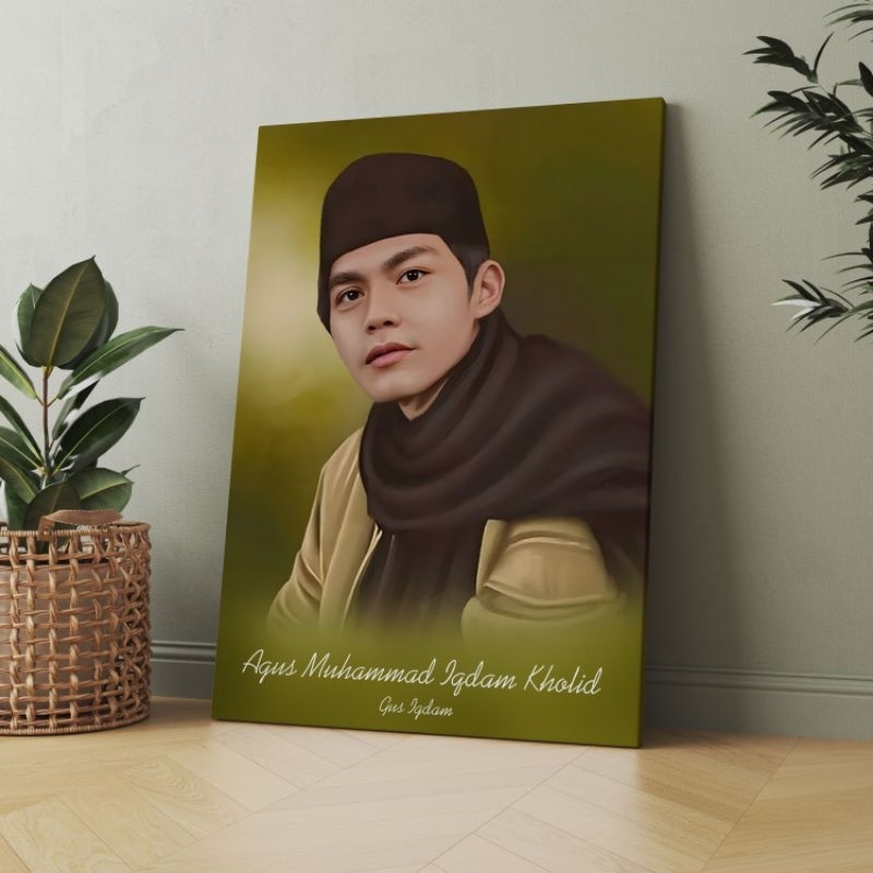 Lukisan Gus Iqdam uk 30x40|poster ulama dan habaib|Bingkai Foto Ulama