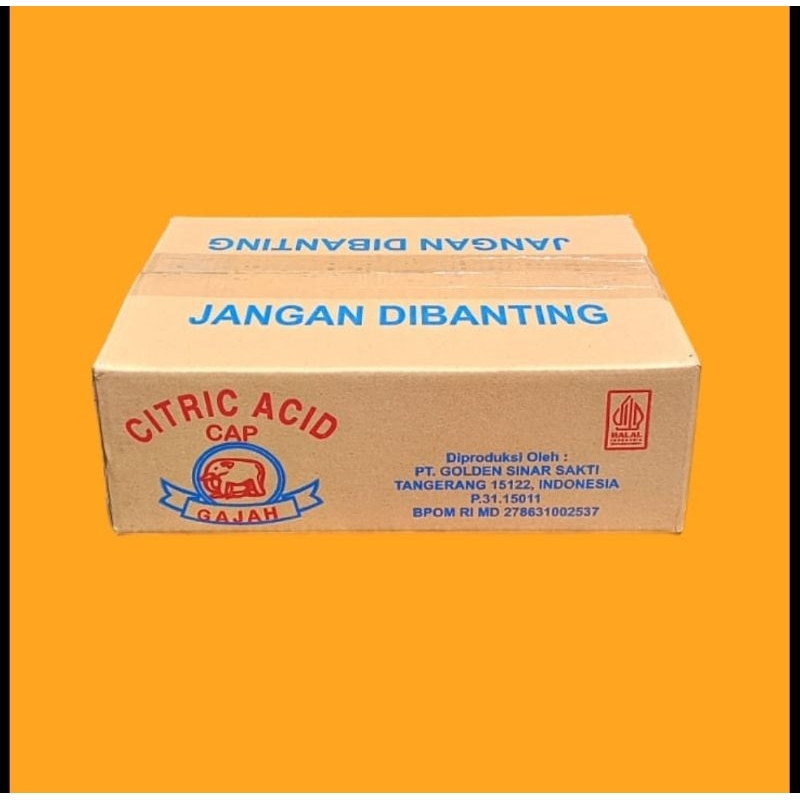 

Citric Acid Cap Gajah/Sitrun/Citrun/Asam Sitrat/Asam Sitrun 50Gr Gram x 200 Pcs ( Sachet ) / 1 Dus