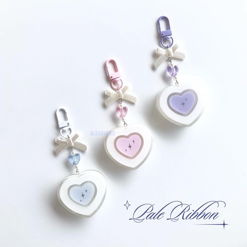 PALE RIBBON KEYCHAIN RESIN BY BLEUSORIES | GANTUNGAN KUNCI AESTHETIC RESIN KPOP