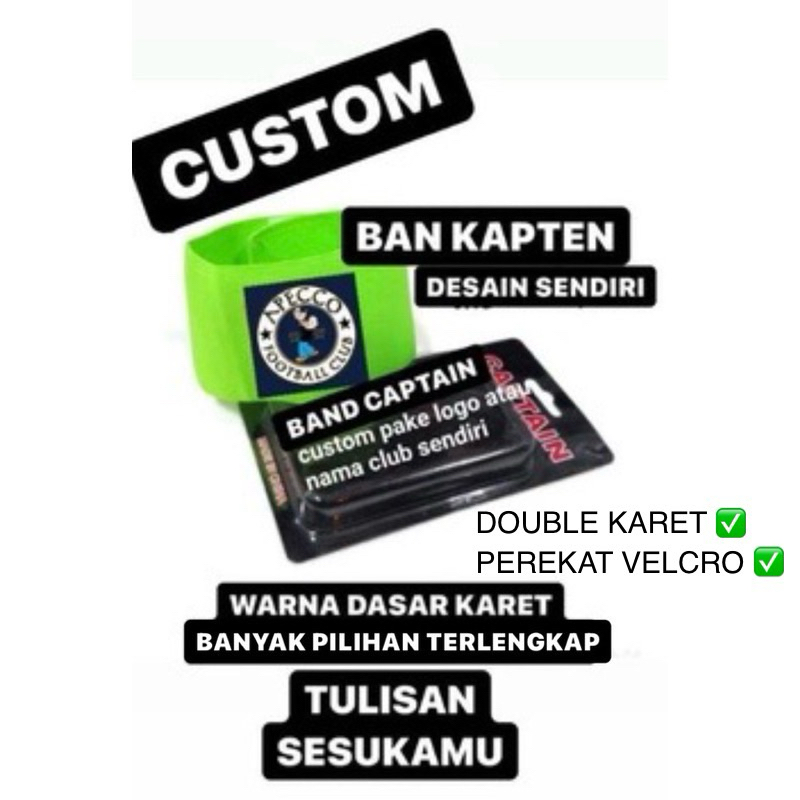 custom ban kapten pake tulisan atau nama club sendiri hand band kapten handband kapten kastem suka s