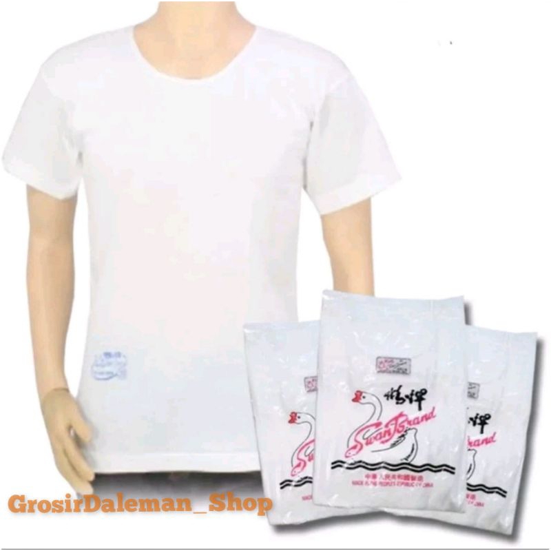 KAOS OBLONG PRIA PUTIH SWAN BRAND / KAOS DALAM PRIA MEREK SWAN BRAND