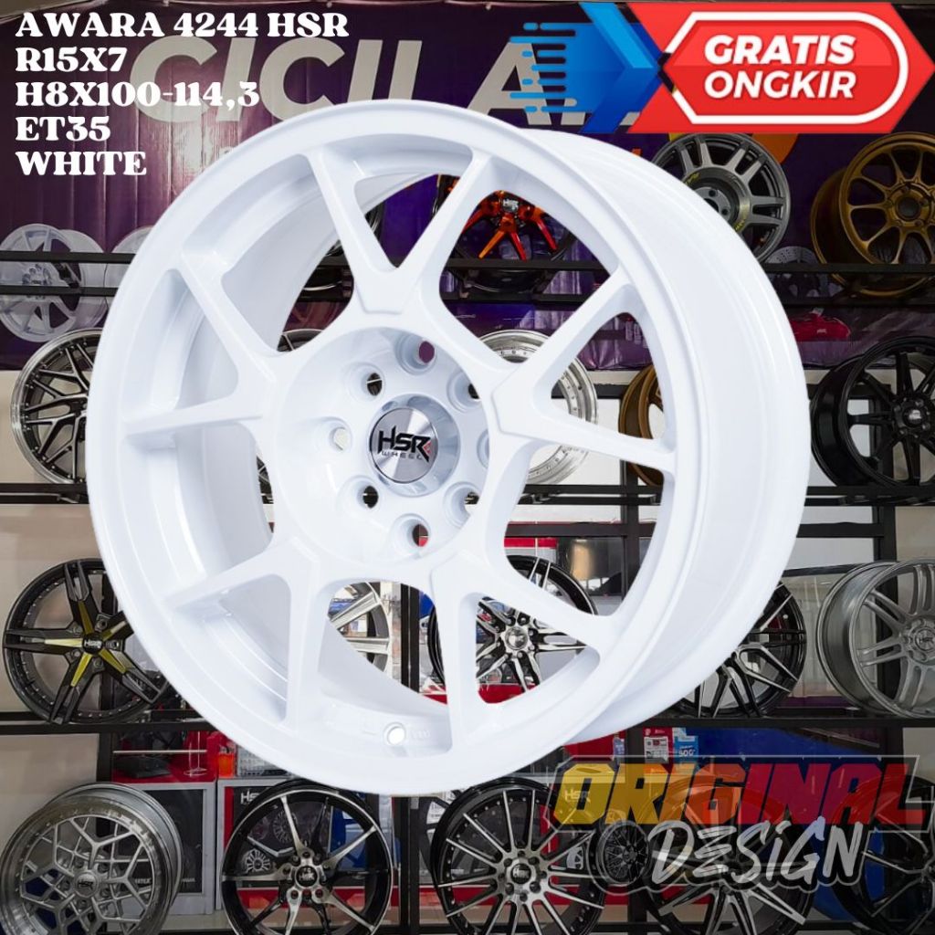 Velg Mobil Ring 15 HSR AWARA R15 WHITE / PUTIH BRO AGYA AYLA VIOS CITY