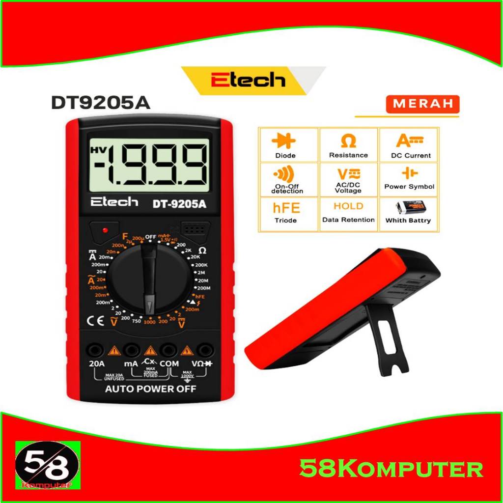 Aneng Digital Multimeter Multitester Digital Dt 9205a Murah Berkualitas Aneng Tester Digital Multite