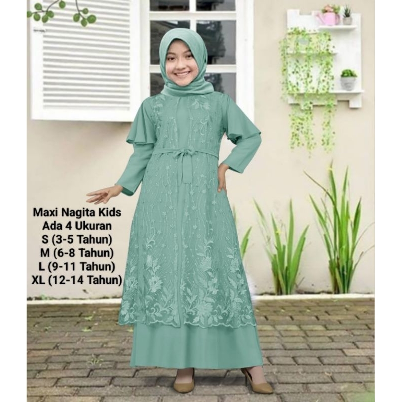 Pakaian Muslim Anak Perempuan Dan Remaja Abg Model Terbaru Kekinian Viral/Maxi Nagita Kids 3-14 Tahu