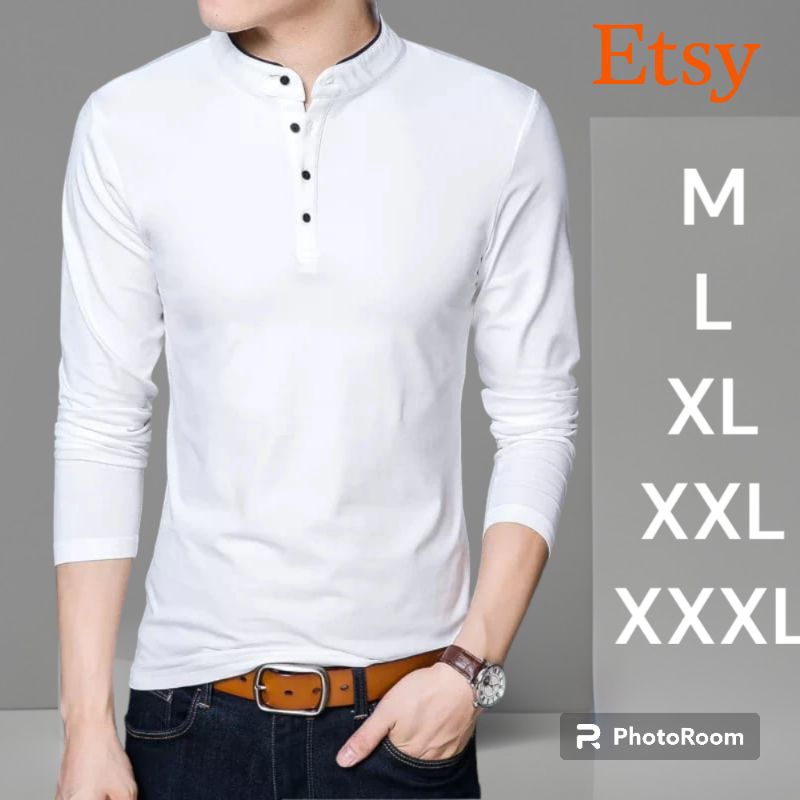 Kaos Lengan Panjang Pria Shanghai | Kaos Shanghai | Kaos polos | Baju Kerah Shanghai pria | Kaos Jum