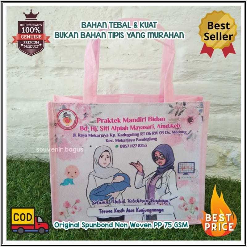 

Tas Souvenir Bidan Dokter Persalinan Kelahiran Custom KIA Souvenir Partus Praktek Mandiri Bidan Perawat Murah Tebal Pakai Nama