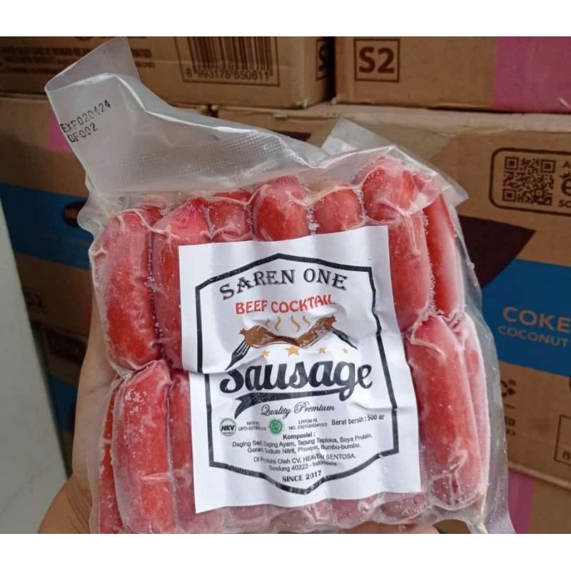 

Sosis Kecil Enak Saren One Sausage beef cocktail 250gr 500gr Quality Premium sosis bakar Hotel