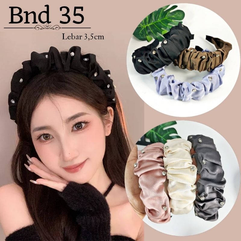 BDT - Bando Dewasa Kain Silang Mutiara / Headband / Aksesoris Bandana Wanita Korea