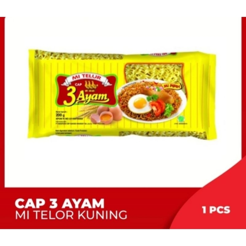 

Mie Telor Cap 3 Ayam Mie Telur Kemasan Kuning isi 200 gram
