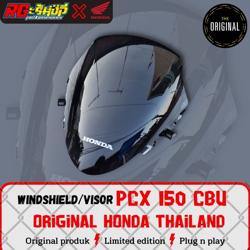Visor Windshield Wind Screen Solid Black Hitam Pekat PCX 150 CBU 2014 2017 Original Honda Thailand