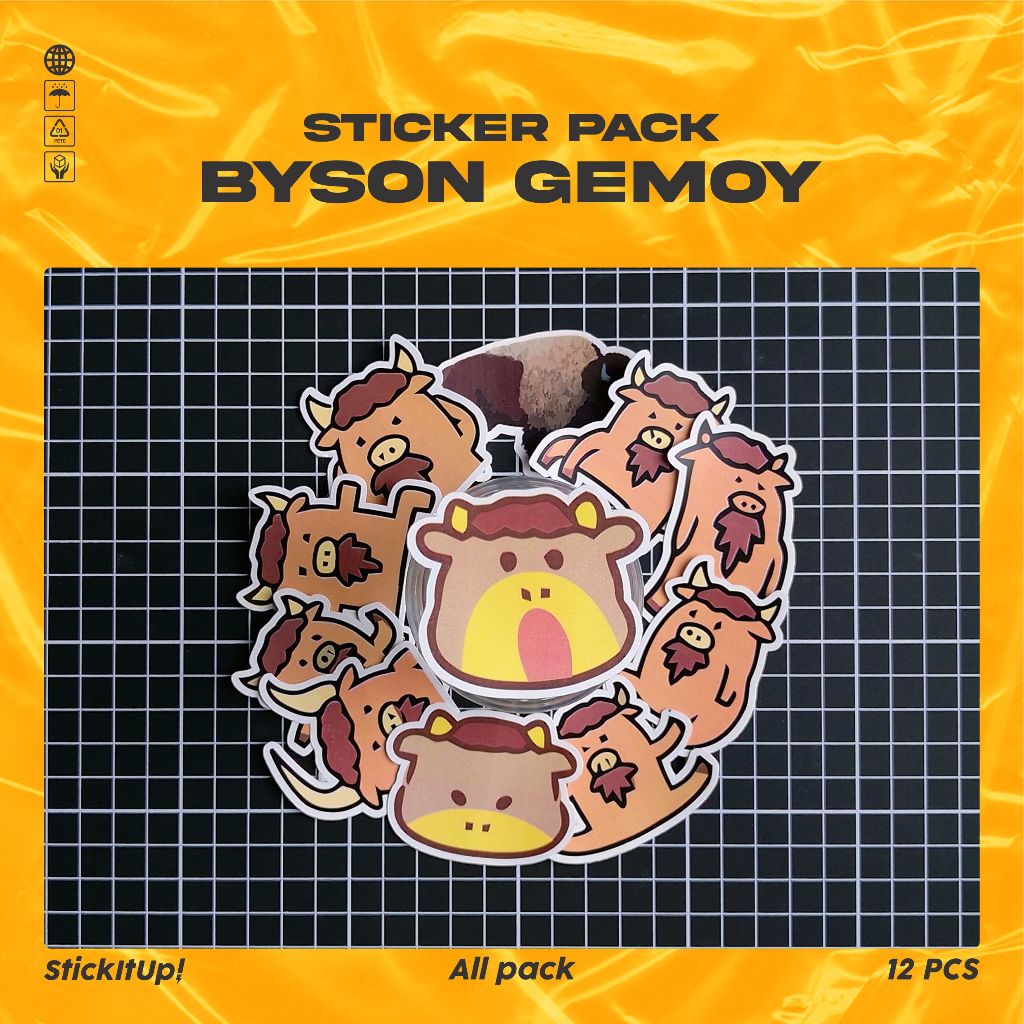 

COD✨ StickitUp Stiker Pack Bison Lucu Untuk Koper Laptop Skateboard