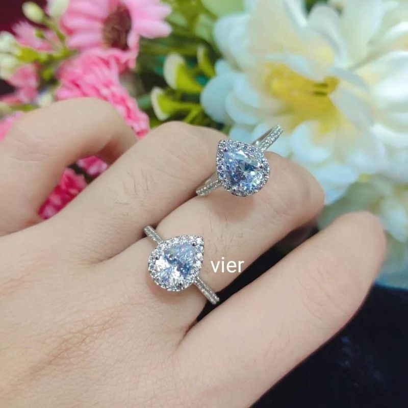 cincin silver bermata diamond