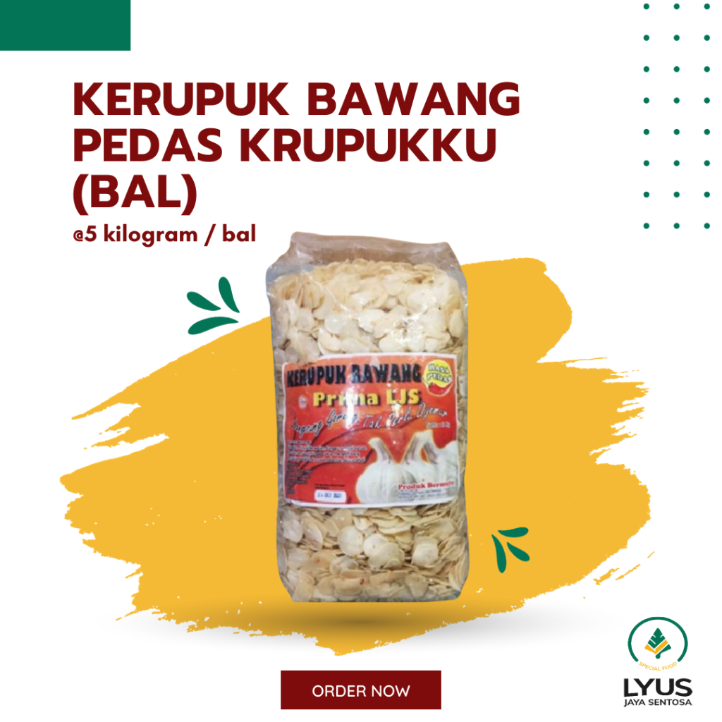 

Kerupuk / Krupuk Bawang Pedas Krupukku @5kg (BAL)