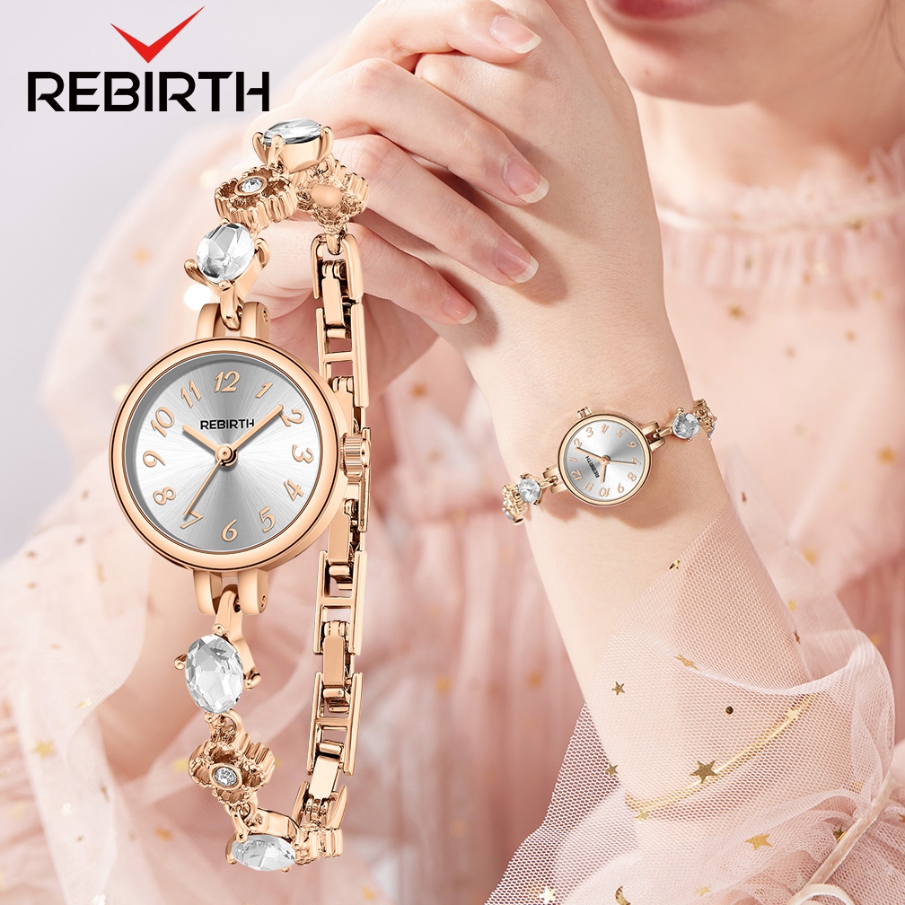 REBIRTH Jam Tangan Wanita Anti Air Berlian Jam Gelang Korea Elegan Jam Tangan Cewek