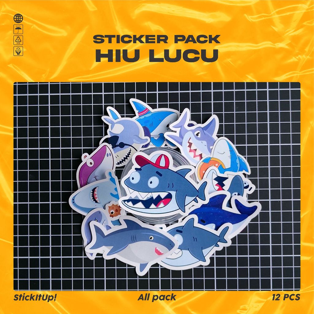 

COD✨ StickitUp Stiker Pack Ikan Hiu Lucu Untuk Koper Laptop Skateboard