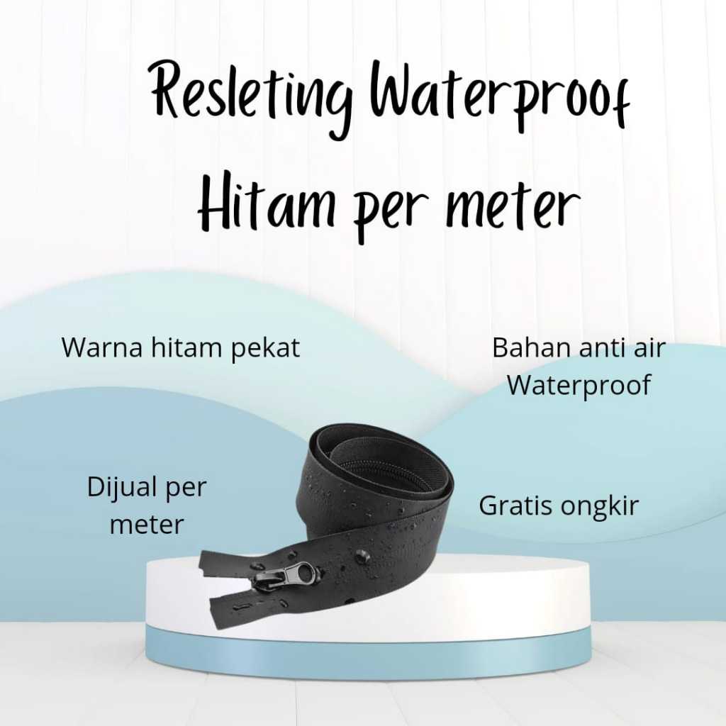 Resleting Waterproof Anti Air Warna Hitam Per Meter