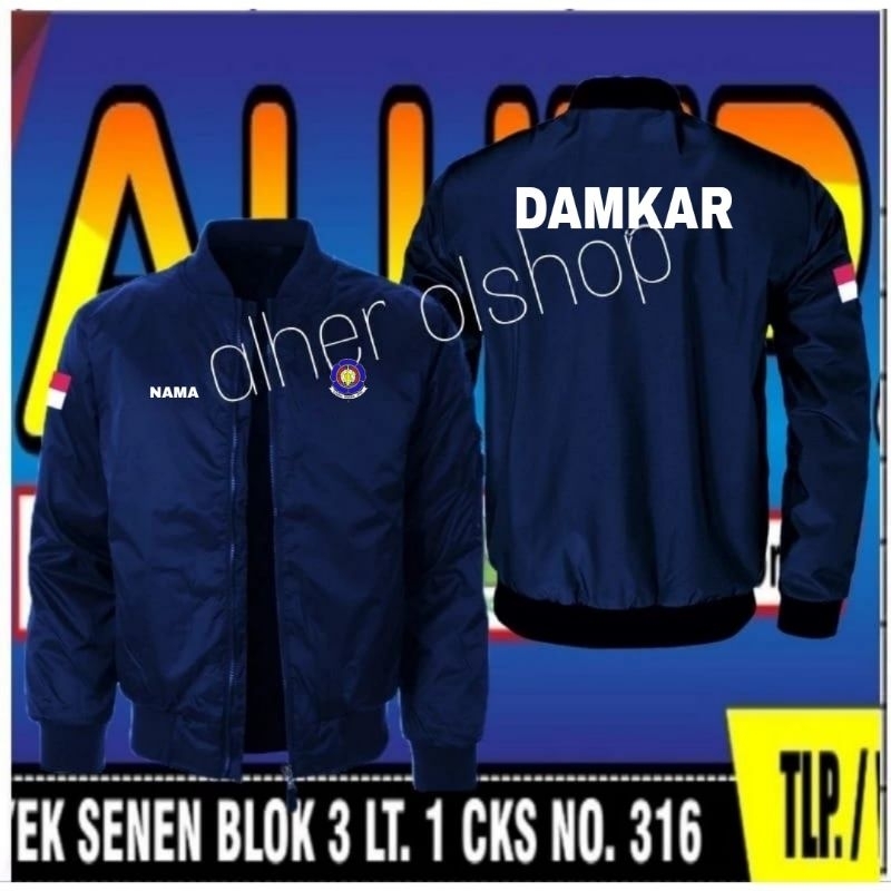 jaket bomber Damkar full bordir jaket Damkar jaket pemadam kebakaran jaket bomber pemadam kebakaran