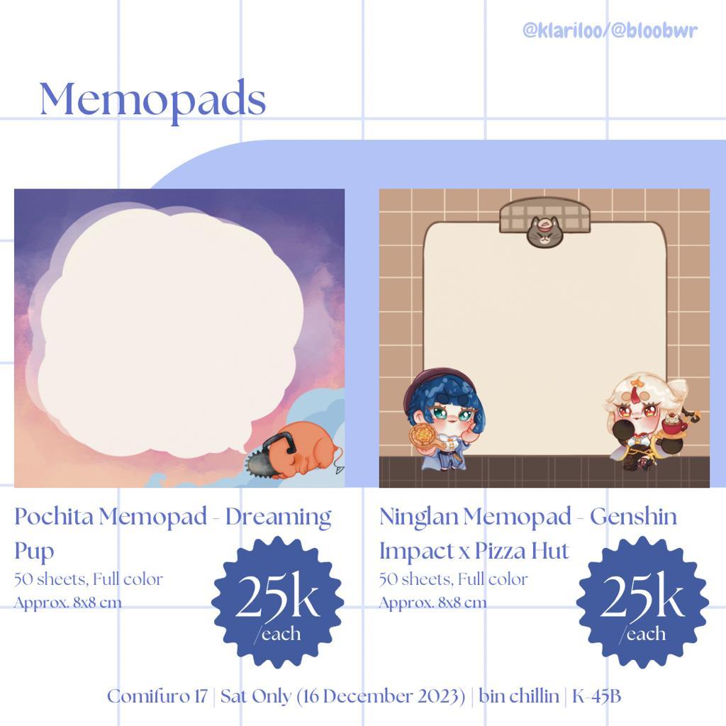 

Memopads - Pochita Chainsaw Man & Genshin Impact x Pizza Hut