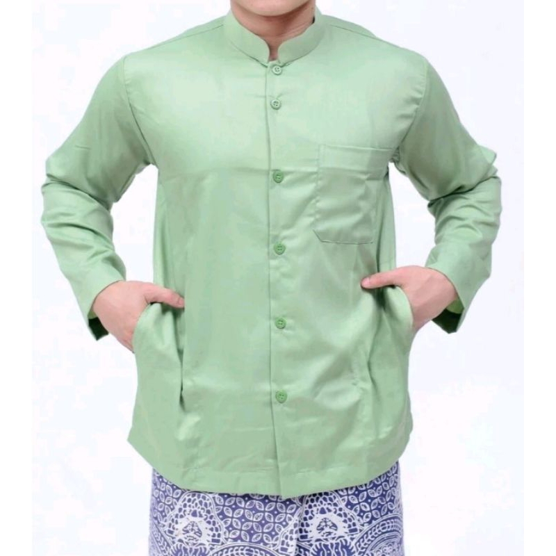 Baju Koko Putih Polos Koko Terbaru Lengan panjang Saku Samping Koko Melayu Koko Ammu Koko Alharamain
