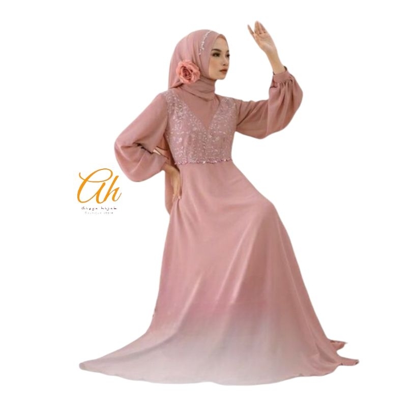 Qiana dress - baju pesta muslimah - dress muslimah