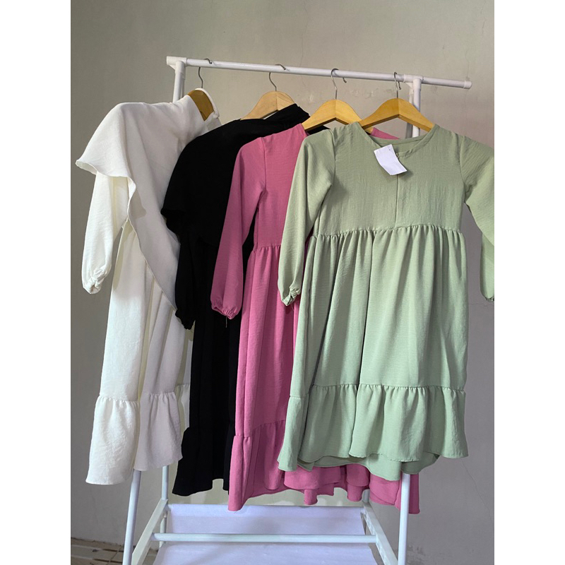 gamis set hijab  polos kringkel