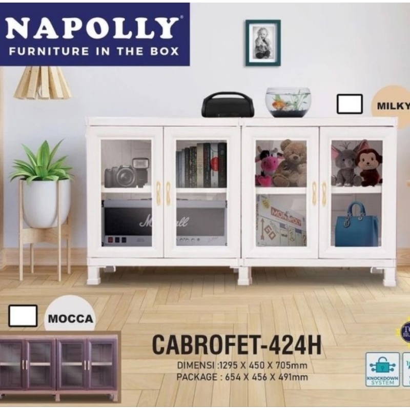 Buffet Plastik Pintu Kaca Napolly Cabrofet 424 H 424H Napoly Lemari Kabinet Meja Rak TV