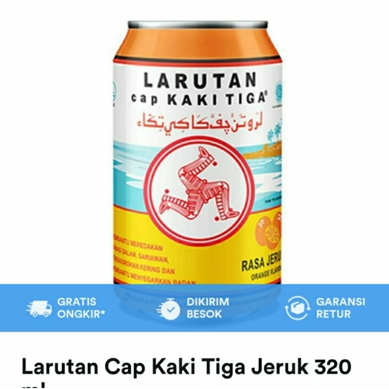

larutan cap kaki tiga jeruk 320 ml per karton