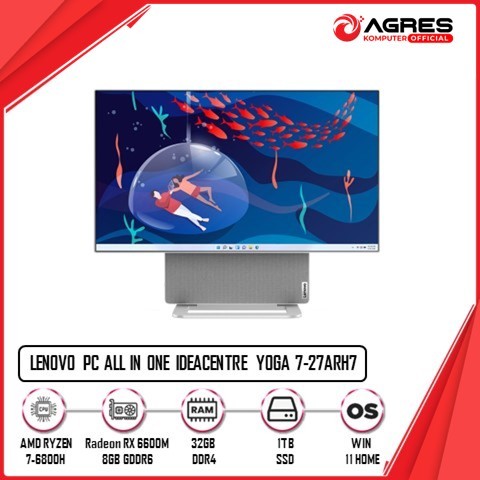 Lenovo Pc All In One Ideacentre Yoga 7-27Arh7 Ryzen 7-6800H/32Gb/1Tb/Rx 6600M/27' Inc