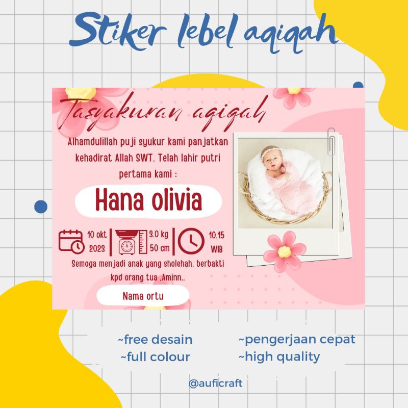 

stiker tasyakuran nama|aqiqah| kelahiran anak murah