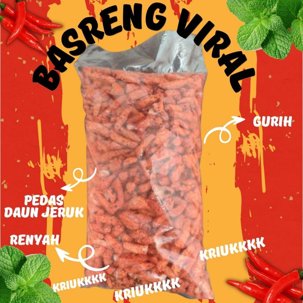 

(1 KG) BASRENG PEDAS DAUN JERUK VIRAL - CEMILAN TERLARIS BASRENG PEDAS DAUN JERUK
