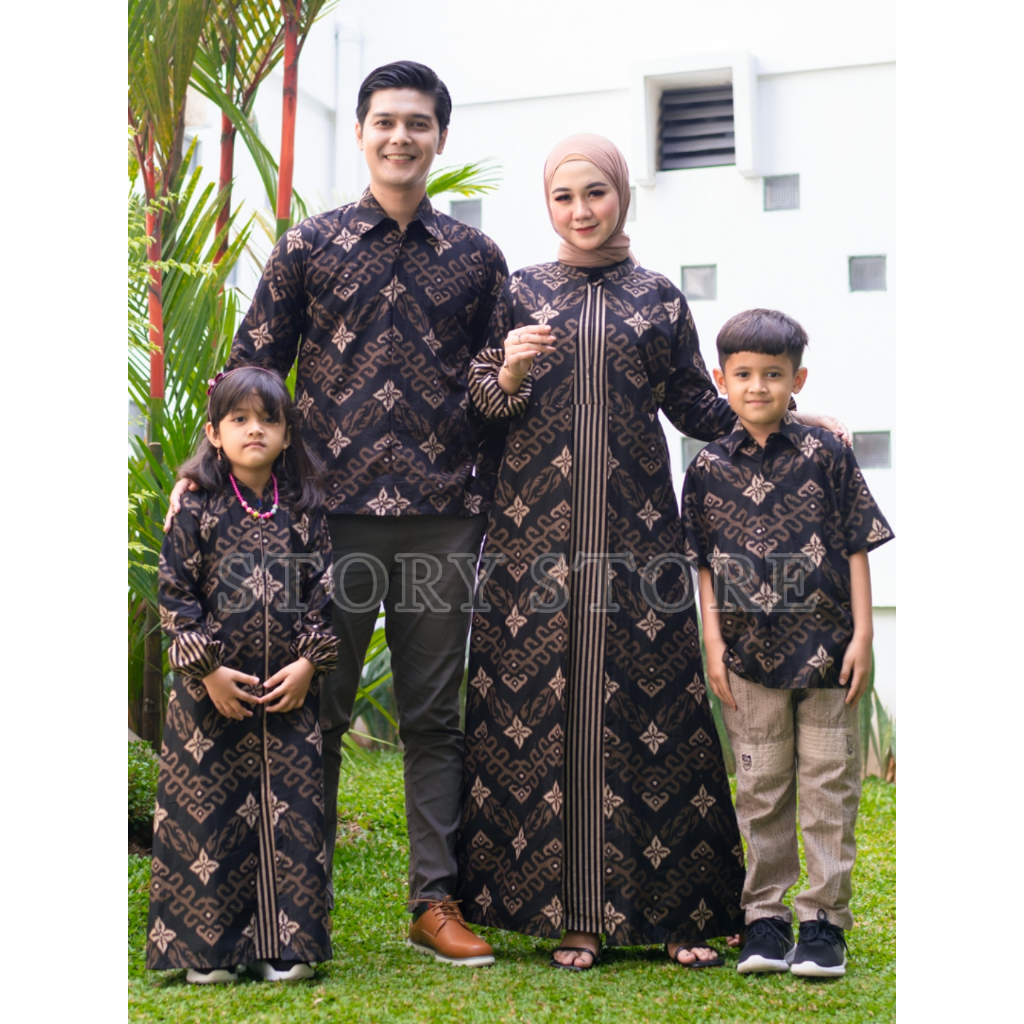 COUPLE BATIK GAMIS KEMEJA PRABU HITAM