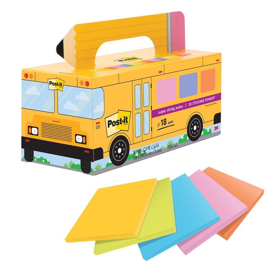 

Post-it 3M Super Sticky Notes School Bus 654-18SSBUS, 76x76 mm, 18 pad