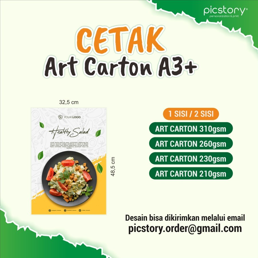 Cetak Art Carton A3+ 210gsm/ 260gsm/ 310gsm / Custom Poster