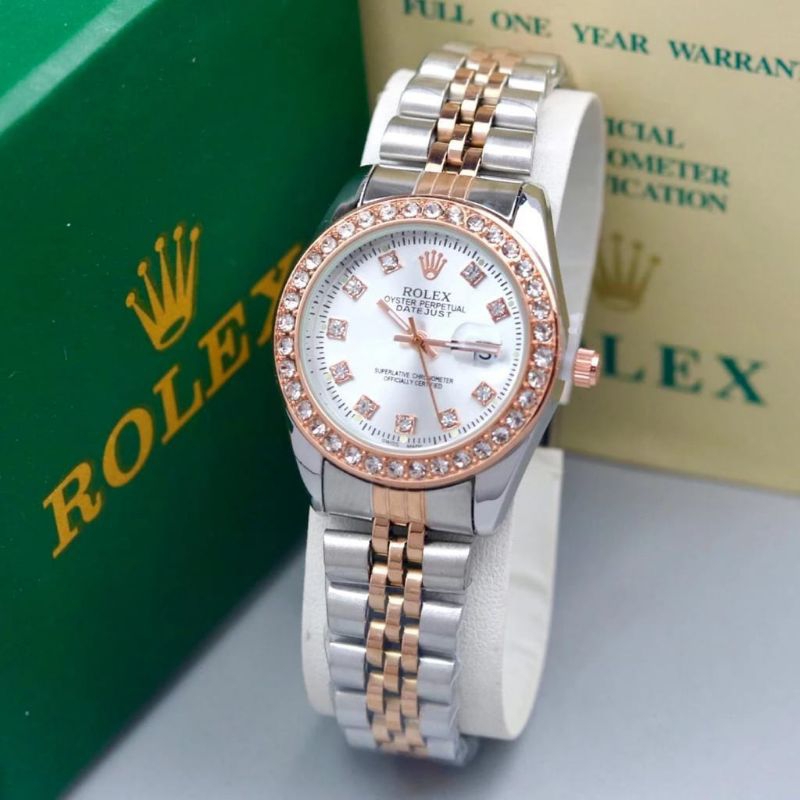 COD /Jam Tangan Wanita Mewah Anti Air /Jam Tangan Rantai Rolex Full set