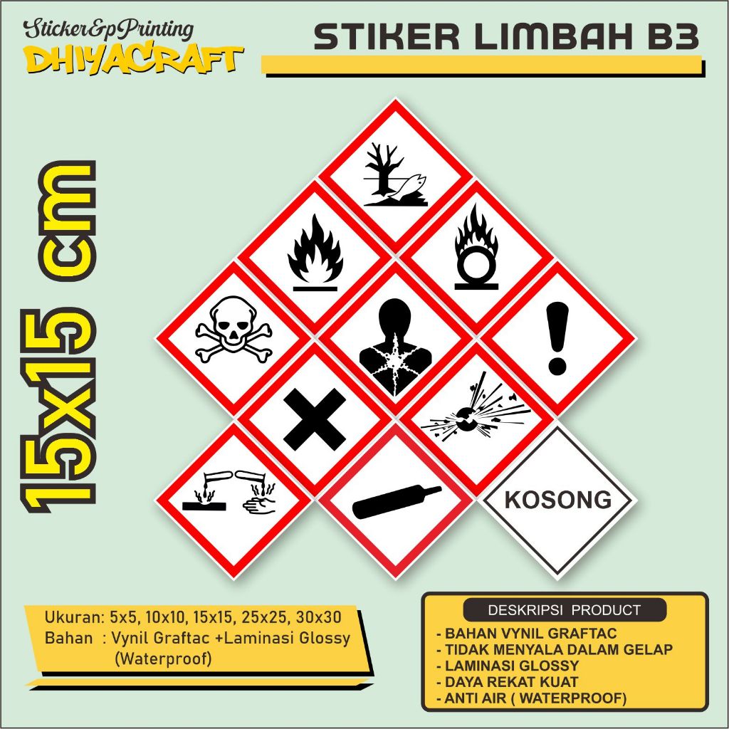 

Sticker Label Tanda Simbol Limbah B3 Ukuran 15x15 Stiker Bahan Berbahaya dan Beracun STIKER HAZMAT, Stiker Label Limbah B3 Stiker Bahan Berbahaya dan Beracun