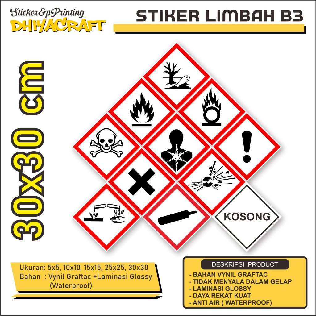 

Sticker Label Tanda Simbol Limbah B3 Ukuran 30x30 Stiker Bahan Berbahaya dan Beracun STIKER HAZMAT, Stiker Label Limbah B3 Stiker Bahan Berbahaya dan Beracun