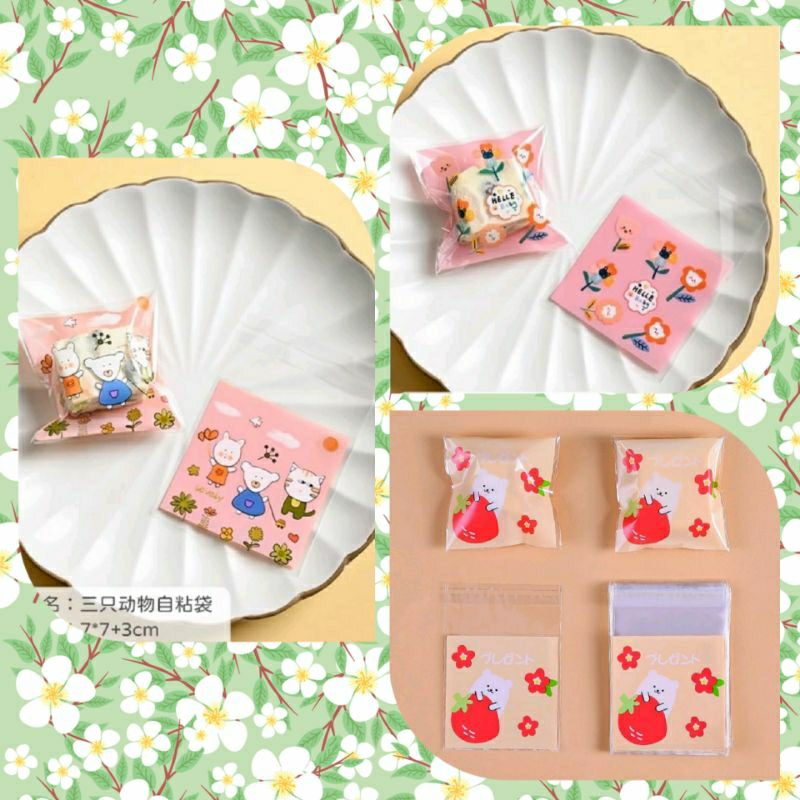

10 Pcs Plastik Cookies Kue Lucu 7 × 7 cm Plastik OPP 1 Motif