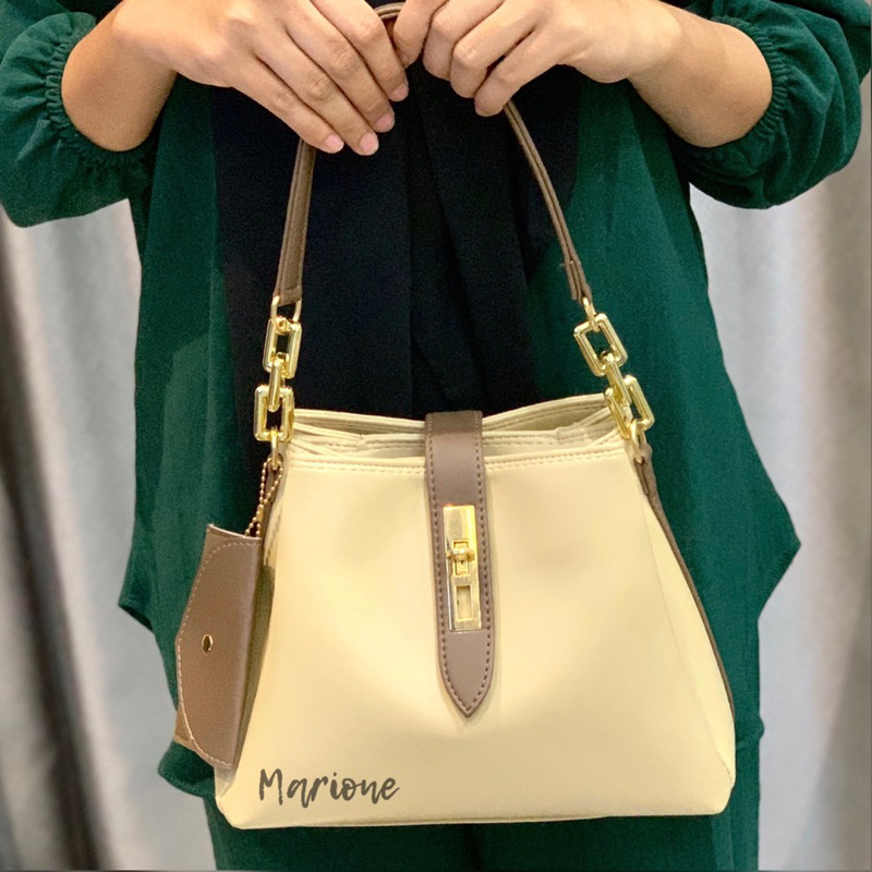 MARIONE - STELLA Tas Selempang Wanita Bahan Kulit Shoulder bag 3ruang FREE Dompet