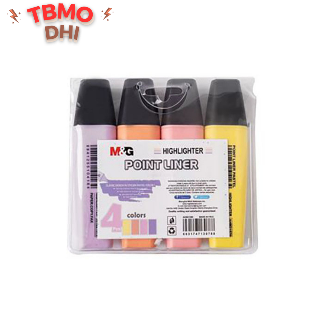 

TBMO M&G SET 4 COLOR PASTEL HIGHLITER YELLOW/GREEN/ORANGE/PINK - 106113/AHM21580 / Highlighter