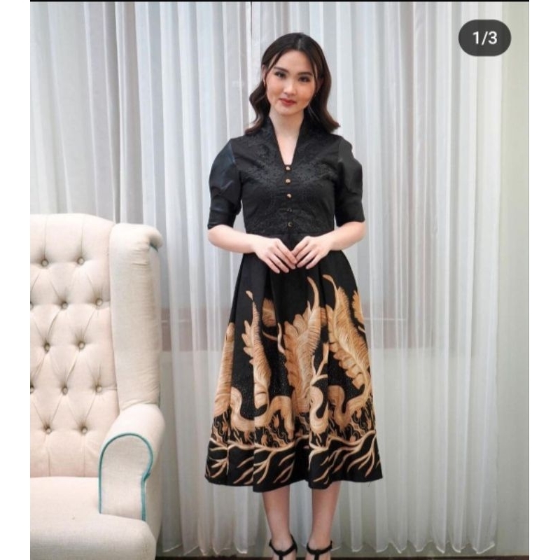 COUPLE DRES DAN KEMEJA BATIK PREMIUM || MOTIF AKARIA