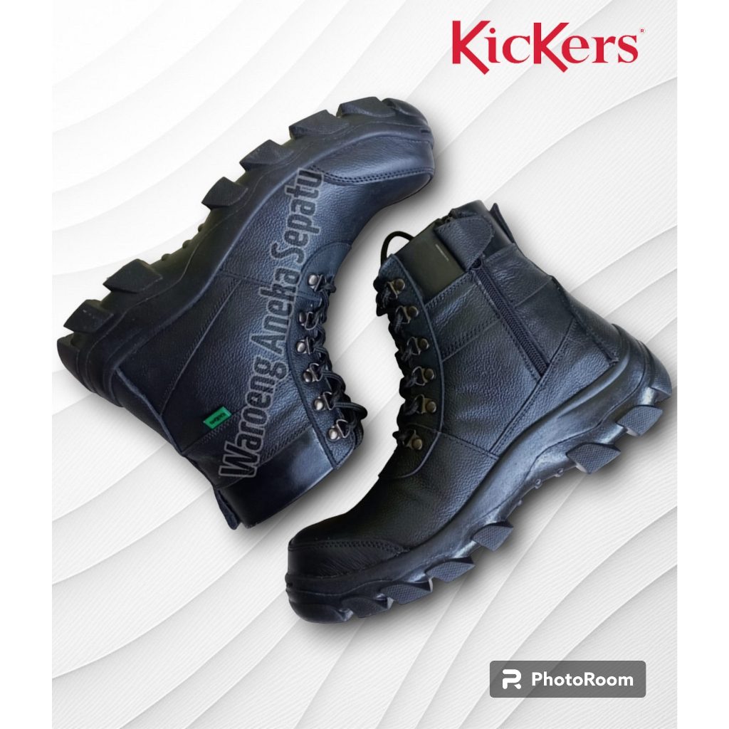 Sepatu Safety Boots Kickers King Resleting Kulit Asli Ujung Besi Touring Bikers Boots Boot Savety Bu