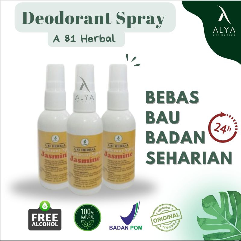 [BPOM] Abi Herbal Deodorant spray A81 HERBAL Deodorant tawas cair JASMINE