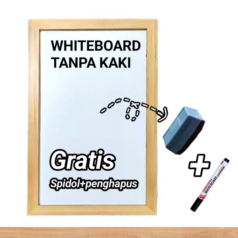 

Papan Tulis Whiteboard Tanpa Kaki | 40x60 | 50x80 | 60x90