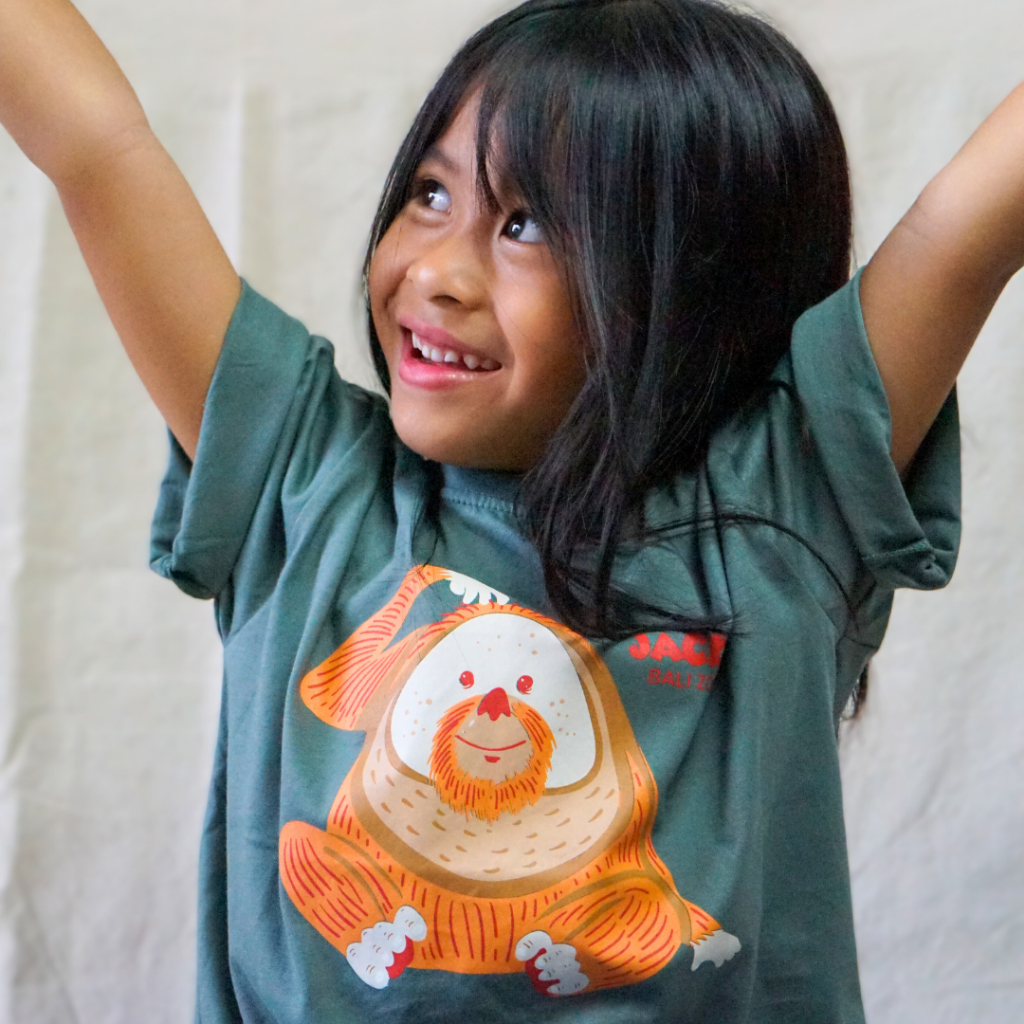 Kaos Anak Unisex Design Hewan Jacky Si Orang Utan