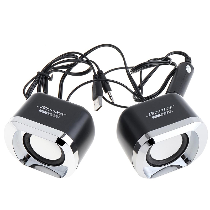 Speaker Multimedia Active Speaker Stereo 2.0 3W 3.5 mm AUX Desain Elegan 2 Satellite Stereo Speaker 